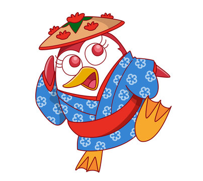 花笠音頭 ペンギンのキャラクター01 Stock イラスト Adobe Stock