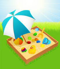Sandbox with umbrella