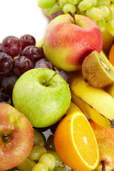fresh fruits on the white background