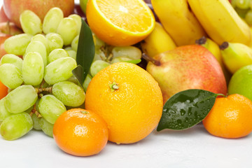 fresh fruits on the white background