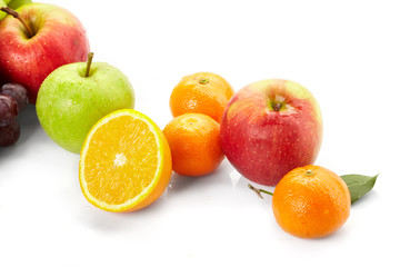 fresh fruits on the white background