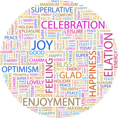 JOY. Illustration with different association terms.