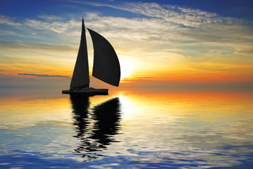 Obraz na płótnie Canvas Słońce i łodzi