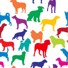 vector seamless background with dogs silhouettes