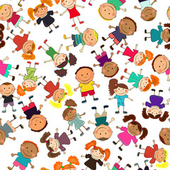vector seamless background with kids