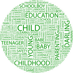 CHILD. Word collage on white background.
