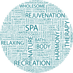 Fototapeta premium SPA. Collage with association terms on white background.