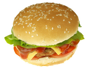 Delicious hamburger isolated on white background