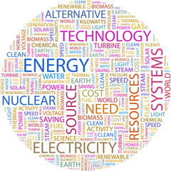 Fototapeta premium Word cloud concept illustration of energy association terms.