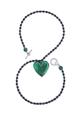 Lucky eight 8 shape displaying crystal heart necklace