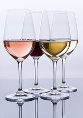 Wine Glasses Filled with Colorful Wine