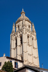 Fototapeta na wymiar Campanario de la catedral de Segovia, Castilla y Leon, Spain