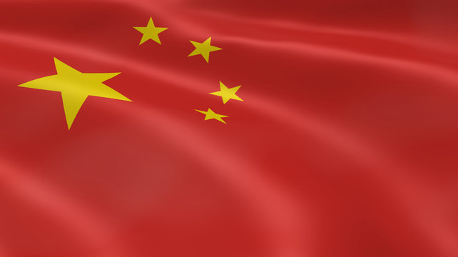 Chinese flag in the wind
