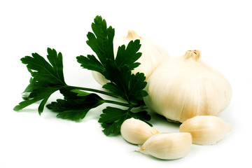 garlics with green parsley