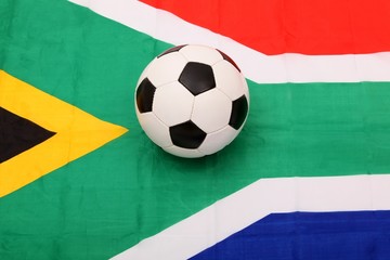 soccer ball on south africa flag