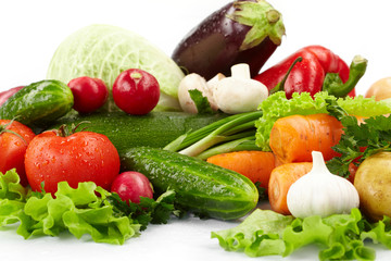 fresh vegetables on the white background