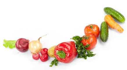 Obraz na płótnie Canvas fresh vegetables on the white background