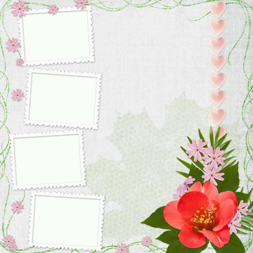 Background with frame and flowers
