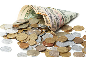 horn from dollar denominations with fine coins