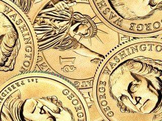 One golden  dollar coin