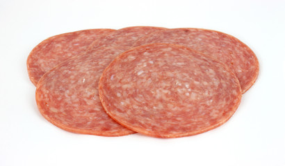 Several slices of genoa salami