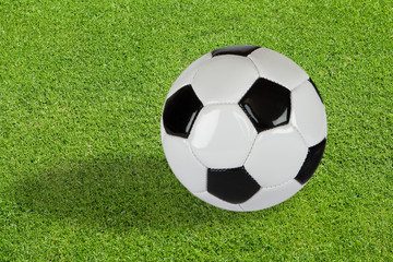 Fototapeta premium Fussball auf Fussballrasen