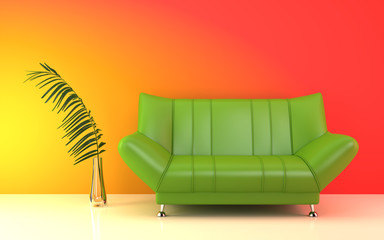 Fototapeta na wymiar Modern green couch.