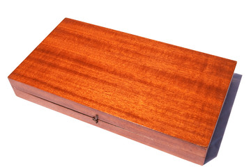 closed wooden backgammon case