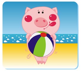 Obraz na płótnie Canvas piggy on the beach