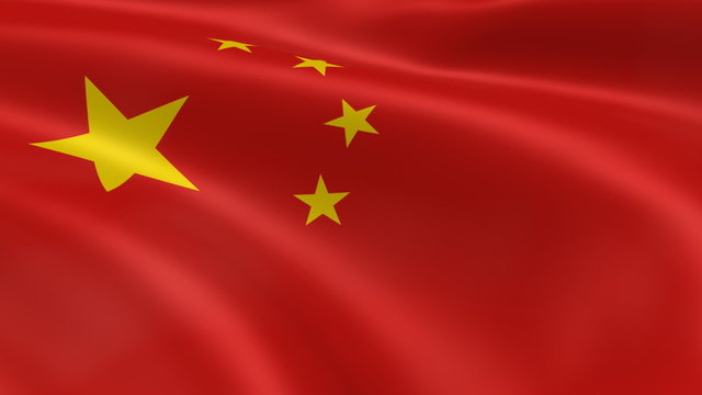 Chinese flag in the wind