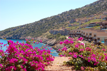 Obraz premium Beautiful view on villas of luxury hotel, Crete, Greece