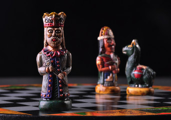 Pieces from an ecuadorian chess set between Incas & Spaniards