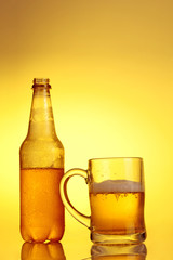 glass and bottle of beer