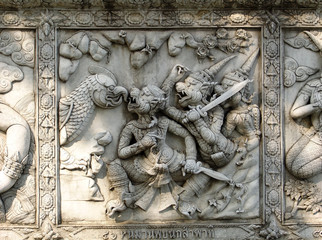 Ayutthaya temple wall reliefs nb. 1