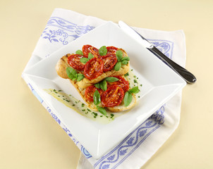 Cherry Tomatoes On Bruschetta