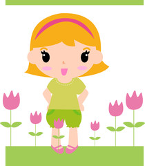 cute girl and flower