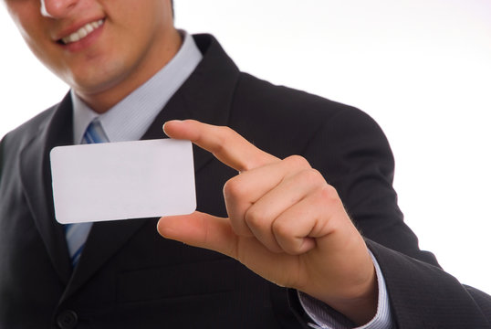 business man hand with card