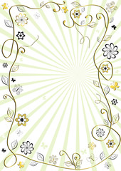 White and golden floral frame