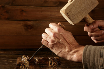 gouge wood chisel carpenter tool hand hammer