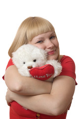 Blonde with a plush toy