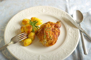 chicken leg with potatoes-pollo con patate al forno