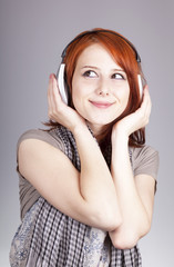 Girl with modern headphones.