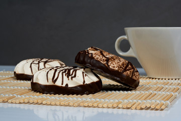 sweet dessert cakes marshmallows covered with chocolate