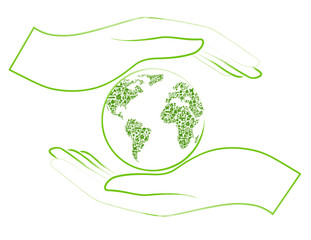 Green earth in open hands