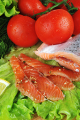 pieces of  salmon