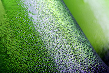 Part of beer bottle on white background