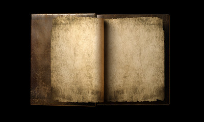 Very old magic book with blank pages isolated