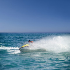 close up shot of  man with a jetski