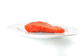 pink salmon on white plate