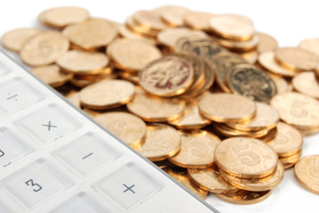 coins and calculator